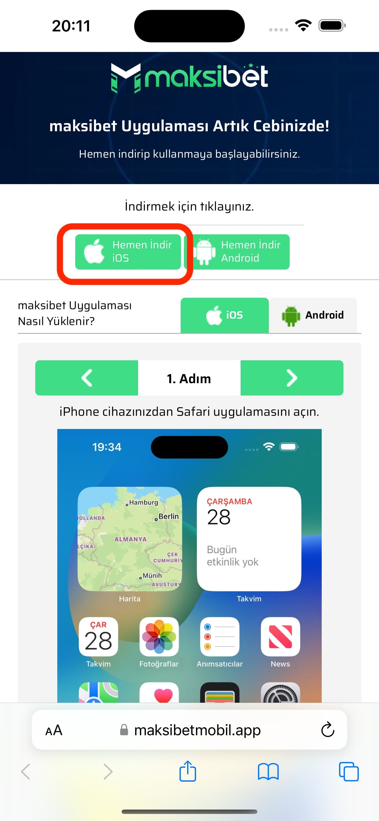 maksibet Mobil Tanıtım - Adım 3